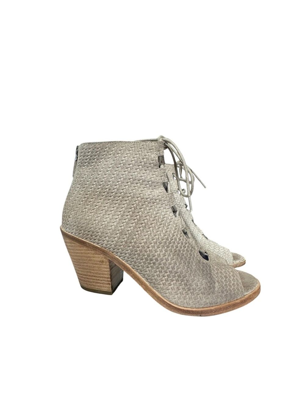 Eileen Fisher Slew Basket Weave Suede Lace Up Ankle Booties Women's Size 8